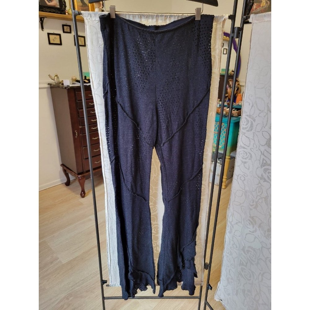 M free people movement black bell bottom knit now you see me crochet